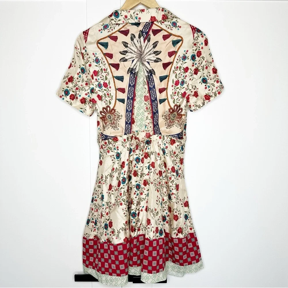 Sandro Ayeon Floral-Print Cutout Mini Dress US 6 FR 38 short sleeve A-line silk - Picture 8 of 16